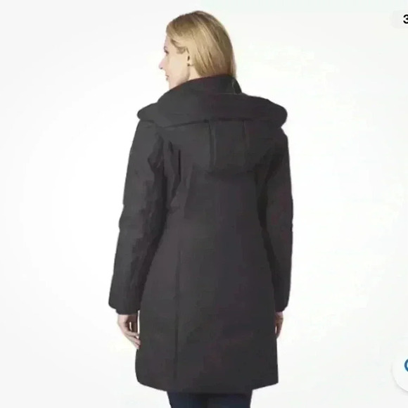 Kenneth Cole Womens Brushed Twill Hooded Black Coat Size XSmall B9315 - Picture 3 of 14